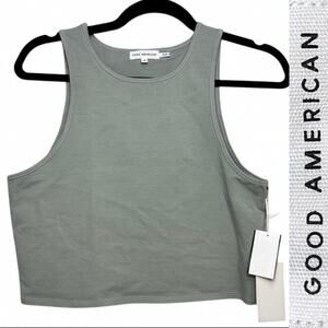Good American Cut In Crop Top High Neck Sleeveless Balletcore Sz: 3(L) -NWT